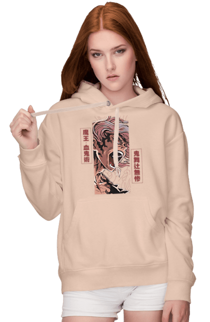 Women's hoodie with prints Demon Slayer Muzan. Anime, demon slayer, eternal paradise faith, kimetsu no yaiba, manga, muzan, twelve kizuki, upper rank six. 2070702