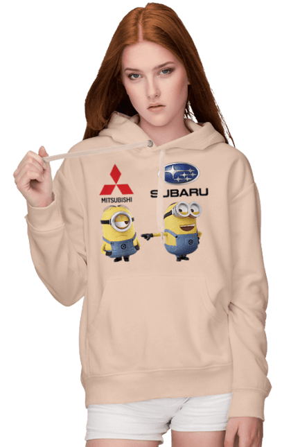 Жіноче худі з принтом "Minion Субару". Авто, машини, міньйони, мітсубісі, субару. 2070702