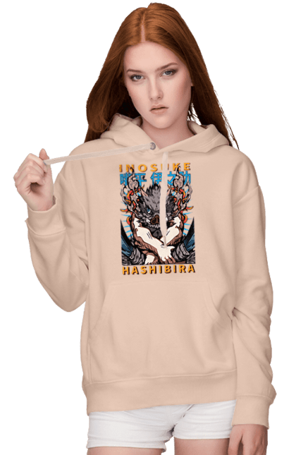 Women's hoodie with prints Demon Slayer Inosuke. Anime, demon slayer, inosuke, inosuke hashibira, kimetsu no yaiba, manga. 2070702