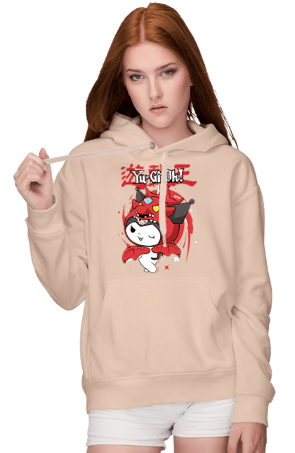 Women's hoodie with prints Yu Gi Oh! Kuromi. Anime, character, hello kitty, kuromi, my melody, sanrio, yu gi oh, yugio. 2070702