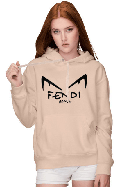 Женское худи с принтом Fendi. Fendi, lvmh, бренд, дом моды, италия, люкс, мода, одежда, сумка, фенди. 2070702