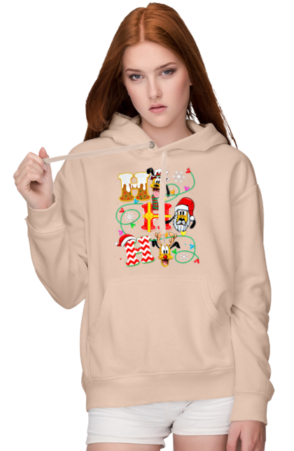 Women's hoodie with prints Merry Christmas. Cartoon, christmas, christmas, deer, disney, holiday, merry christmas, santa. 2070702