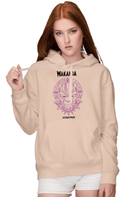 Women's hoodie with prints Wakanda Forever. Black panther, marvel, t`challa, wakanda, wakanda forever. 2070702