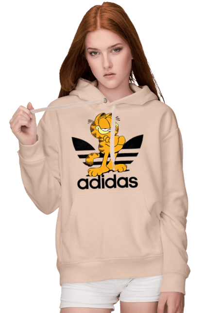 Women's hoodie with prints Adidas Garfield. Adidas, cat, comedy, garfield, hunger, movie. 2070702