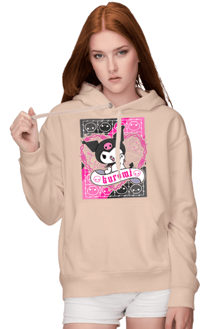 Women's hoodie with prints Hello Kitty Kuromi. Anime, character, hello kitty, kuromi, my melody, sanrio. 2070702