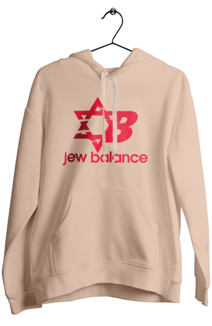 Жіноче худі з принтом "Jew Balance Red". New balance, гумор, еврейські, жарти, жартівливі, літні, прикольні, червоний. 2070702