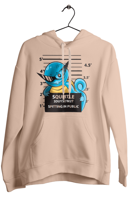 Women's hoodie with prints Pokemon Squirtle Mugshot. Anime, games, mugshot, nintendo, pokemon, pokemon go, squirtle. 2070702