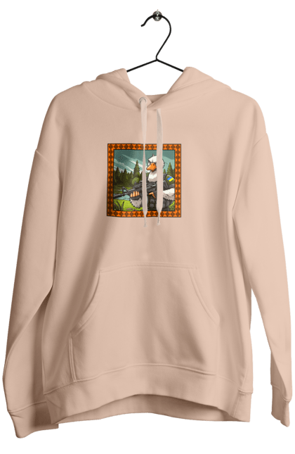 Жіноче худі з принтом "Гусячий десант". Біологічна зброя, бойові гуси, військовий гусак, гусячий десант, зброєні сили, прапор, символіка, україна. 2070702