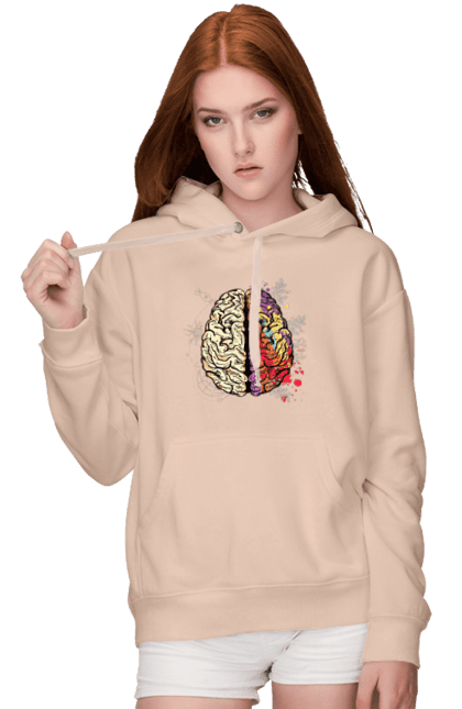 Жіноче худі з принтом "Творчість та логіка". Бінарний, біткоїн, біткойн, валюта, гроші, крипто, наука, програміст, программист, творчество, техно, хакер, художник, цветной. 2070702