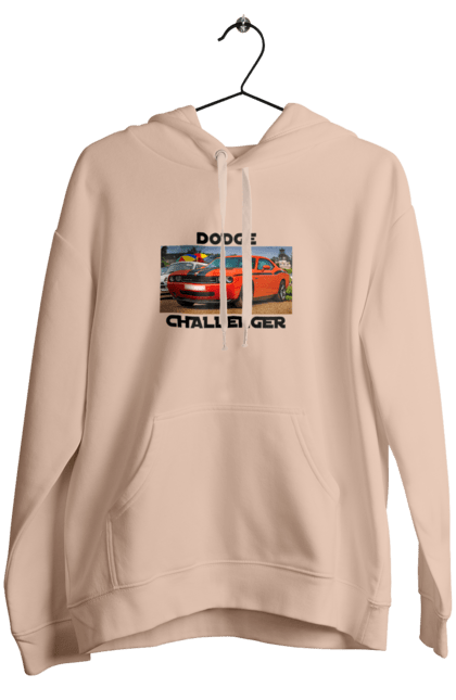 Women`s hoodie with prints Dodge challenger. Auto, car, classic car, cult car, dodge challenger, oil car, powerful car. 2070702
