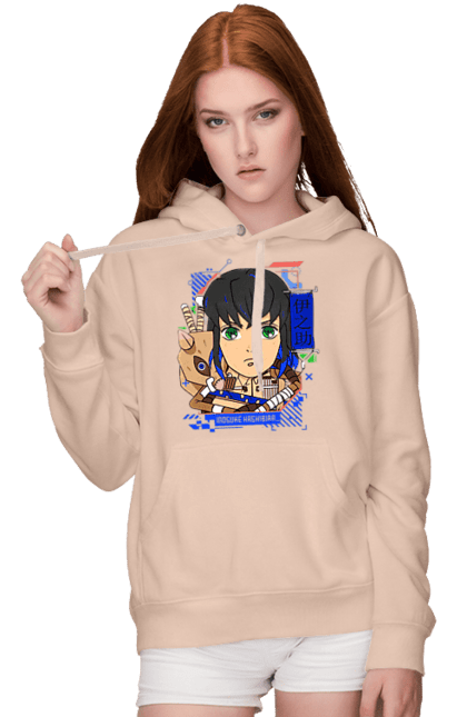 Women's hoodie with prints Demon Slayer Inosuke. Anime, demon slayer, inosuke, inosuke hashibira, kimetsu no yaiba, manga. 2070702