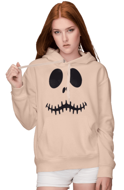 Women's hoodie with prints Halloween pumpkin face. Costume, halloween, holiday, october, october 31, pumpkin, scary, sweets, trick or treat. 2070702