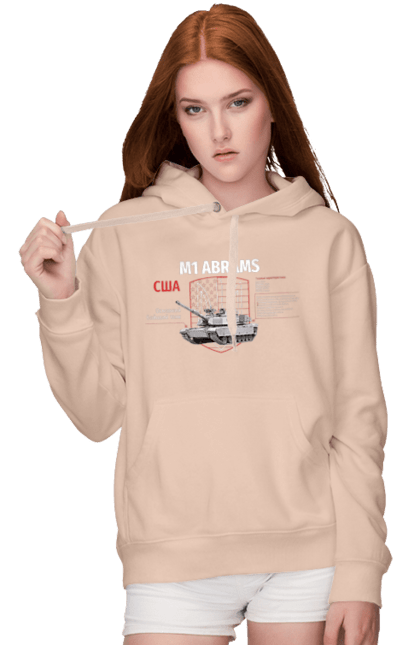 Women`s hoodie with prints M1 Abrams. Abrams, industrious, m1 abrams, tank, weapon. 2070702