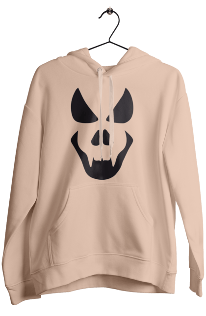 Women's hoodie with prints Halloween pumpkin face. Costume, halloween, holiday, october, october 31, pumpkin, scary, sweets, trick or treat. 2070702