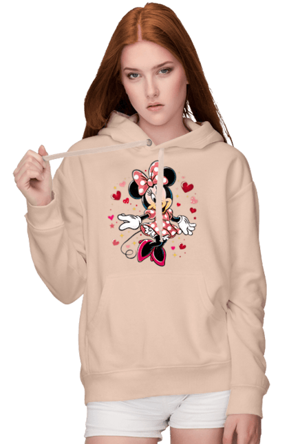 Женское худи с принтом Минни Маус. Mickey mouse, minnie mouse, дисней, микки, микки маус, минни маус, мультфильм. 2070702