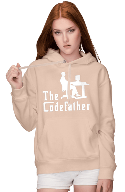 Жіноче худі з принтом "Батько коду". Айті, айтішник, батько коду, для айтішника, для програміста, подарунок айтішнику, подарунок програмісту, програміст, розробник. 2070702