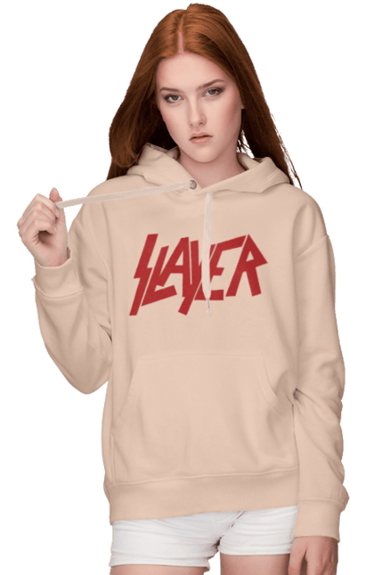 Жіноче худі з принтом "Slayer". Slayer, грув метал, група, метал група, музика, ню метал, спід метал, треш метал, череп. 2070702