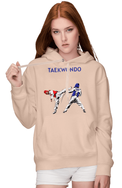 Женское худи с принтом Тхэквондо. Taekwondo, боевое искусство, корея, спорт, таэквондо, тренировка. 2070702