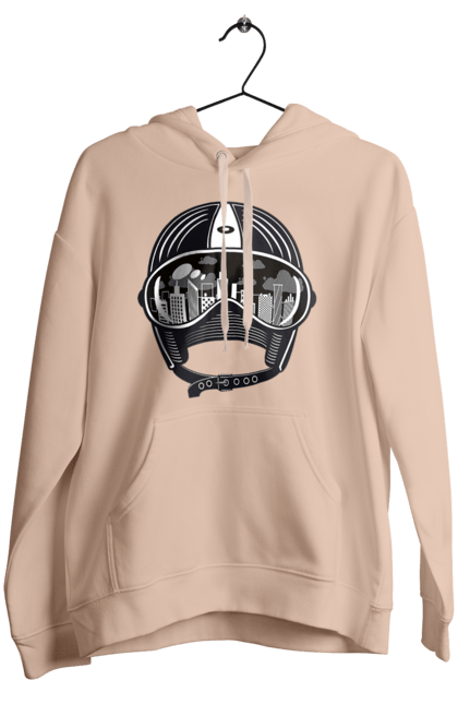 Women`s hoodie with prints Helmet And City. City, helmet, speed. 2070702