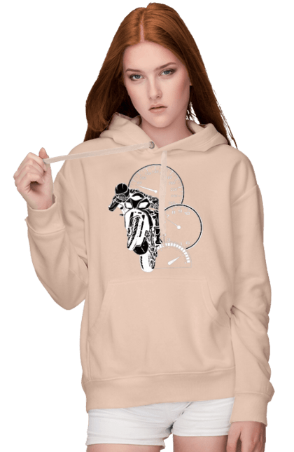 Жіноче худі з принтом "Мотоцикл І Швидкість Білий". Мото, мотоцикл, швидкість. 2070702