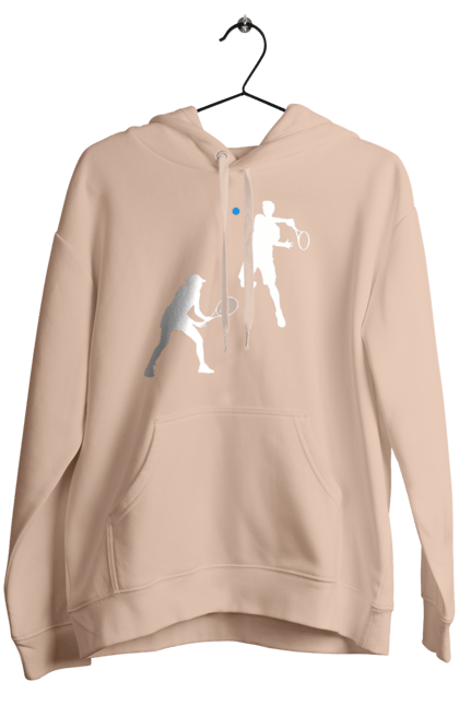 Women`s hoodie with prints Tennis. Ball, ground tournament, hard, players, prize fund, racket, soil, sponsor, tennis, tournament grid. 2070702