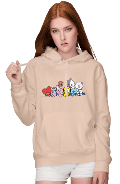 Women`s hoodie with prints BTS & BT21. Bt21, bts, bts, characters, k pop, k-pop, line, toy. 2070702