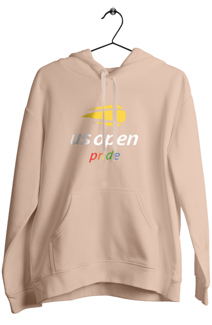 Women`s hoodie with prints US Open pride tennis tournament. American championship, ball, hard, new york, open championship, players, prize fund, racket, sponsor, tennis. 2070702