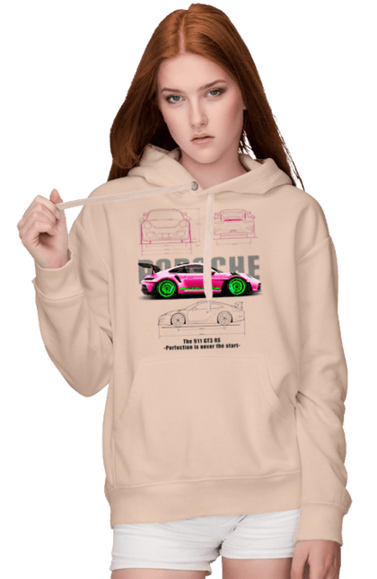 Women's hoodie with prints Porsche 911 GT3 RS. Auto, automobile, car, porsche, porsche 911, sport, sports car. 2070702