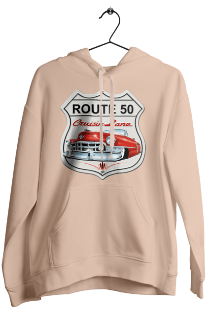 Women`s hoodie with prints Route 50. Bike, biker, biker club, bikers club, brother, brutal, dude, hot asphalt, hot horse, hot rod, motorcycle, motorcyclist, real man, road 50, road 66, road 80, roads of america, roads of ukraine, roads we choose, speed, take, thirst for speed. 2070702