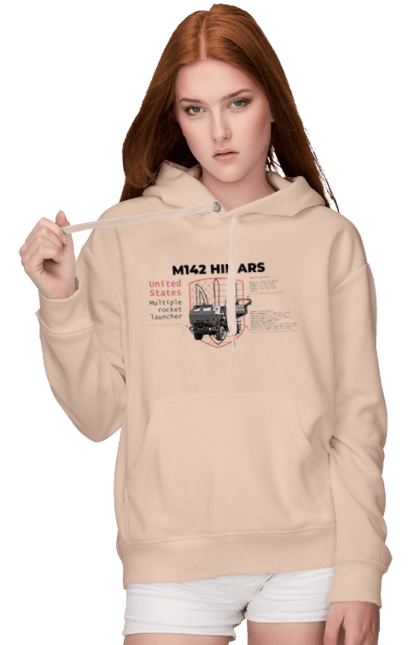 Women`s hoodie with prints M142 HIMARS. Himars, industrious, m142 himars, weapon. 2070702