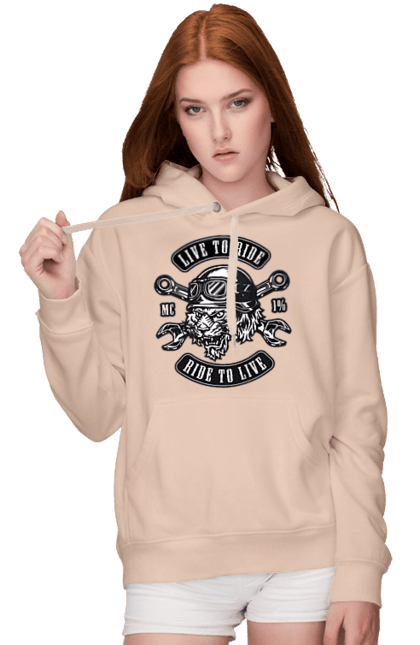 Women`s hoodie with prints Live To Ride, Tiger. Moped, tiger, to ride. 2070702