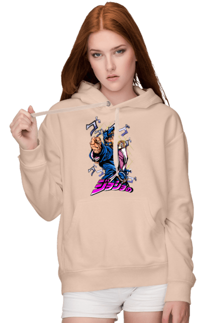 Women's hoodie with prints JOJO Jotaro. Anime, jojo, jojo`s bizarre adventure, jojo’s bizarre adventure, jotaro, jotaro kujo, manga. 2070702