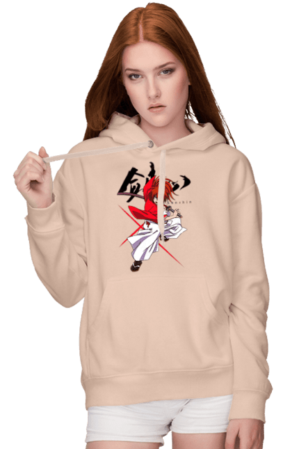 Women's hoodie with prints Rurouni Kenshin Himura. Anime, himura kenshin, kenshin himura, manga, rurouni kenshin, samurai, samurai x. 2070702