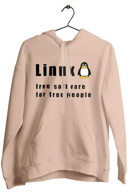 Women`s hoodie with prints Linux Is Free. Administrator, availability, black, free, independence, is free, it, it specialist, linux, operating system, os, penguin, programmer, server, software, sysadmin, sysop, system, system administrator, text, tux. 2070702