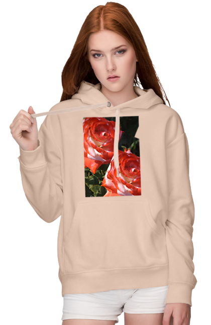 Жіноче худі з принтом "Дубль роза". Алая, красивая, лето, роза, цветы. CustomPrint.market