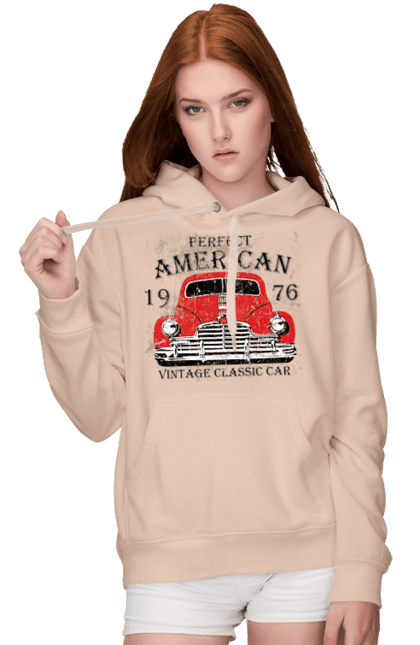 Женское худи с принтом Машина винтаж, 1976. 1976, винтаж, машина. 2070702