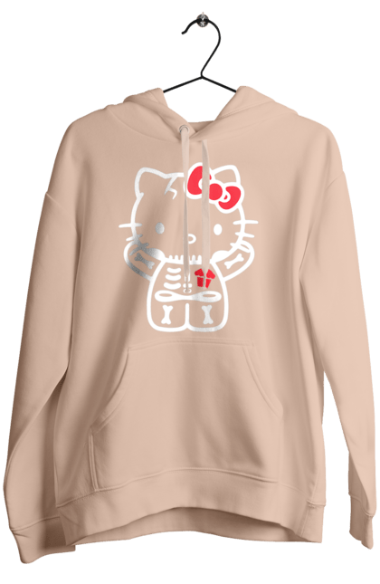 Women's hoodie with prints Hello Kitty Halloween. Brand, character, halloween, hello kitty, kitten, kitty, skeleton, zombie. 2070702