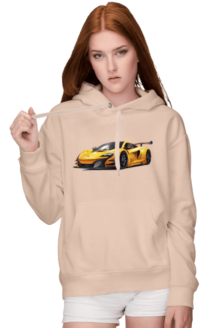 Жіноче худі з принтом "Спорткар". Автомобіль, жовтий автомобіль, жовтий спорткар, спорт, спорткар. 2070702