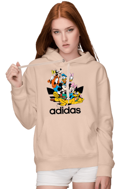 Жіноче худі з принтом "Adidas Міккі Маус". Adidas, mickey mouse, адідас, дісней, міккі, міккі маус, мультфільм. 2070702