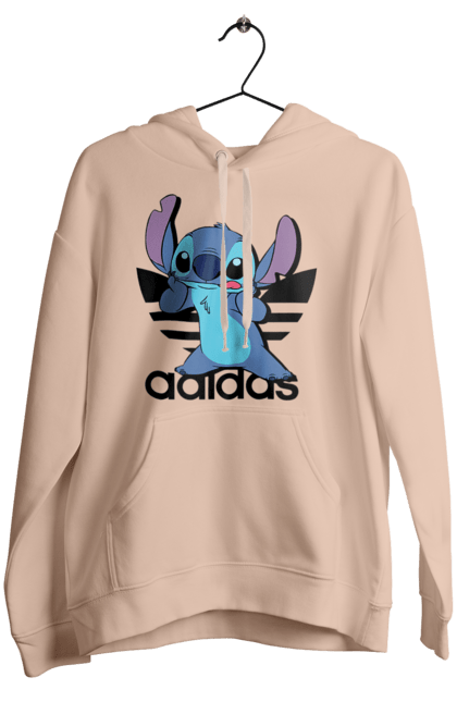 Women's hoodie with prints Adidas Stich. Alien, cartoon, cinema, disney, film, lilo and stitch, stitch. 2070702