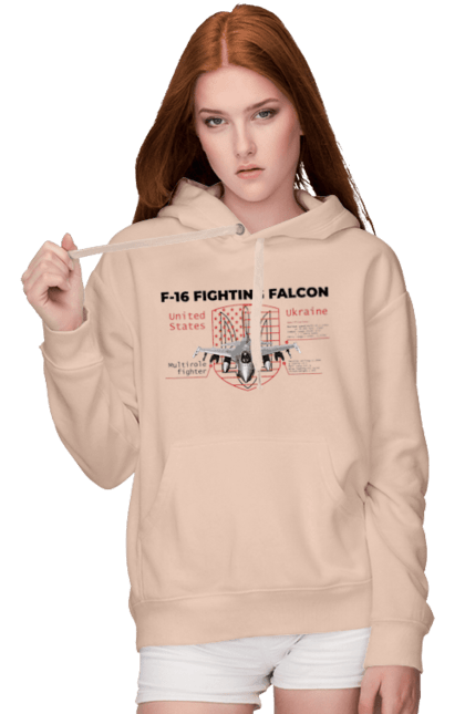 Women`s hoodie with prints F 16. F16, howitzer, industrious, nasams, suzanne, zuzana. 2070702
