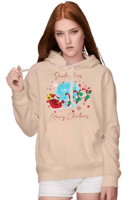 Women`s hoodie with prints Super Mario Bros: Merry Christmas. Character, christmas, game, mario, mario bros, merry christmas, nintendo, santa claus, super mario bros. 2070702