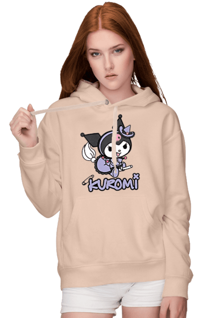 Women's hoodie with prints Hello Kitty Kuromi. Anime, character, hello kitty, kuromi, my melody, sanrio. 2070702