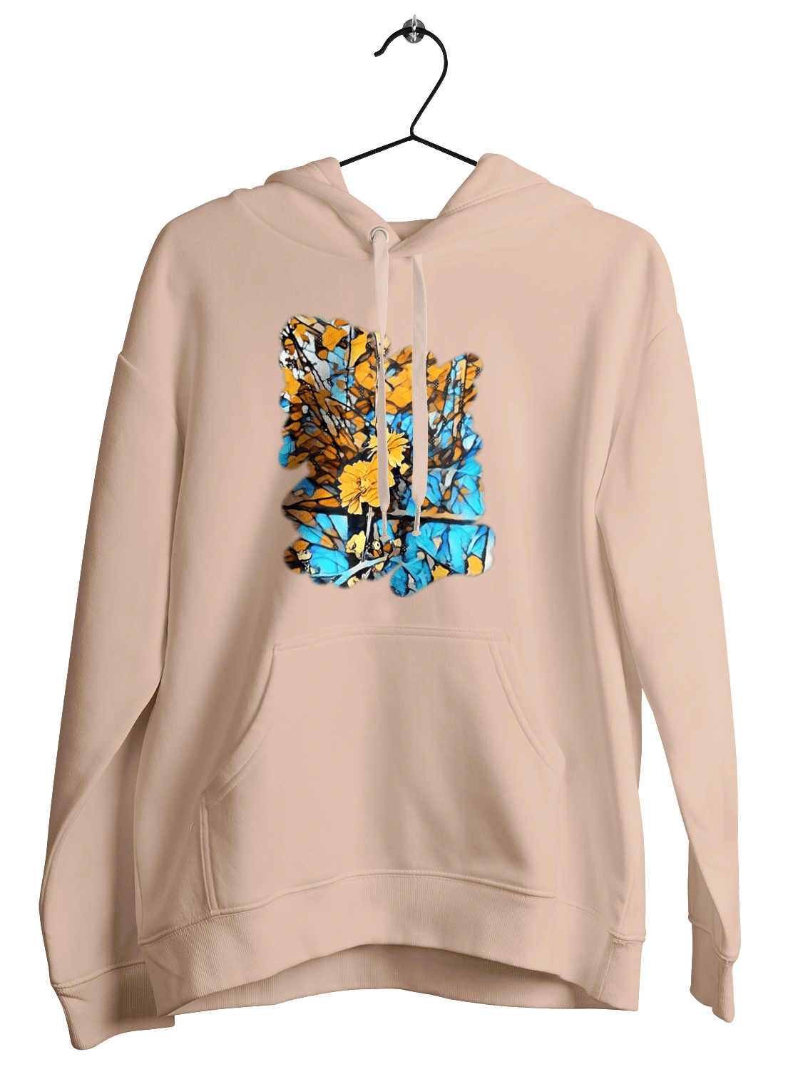 Желтые цветы на синем фоне.