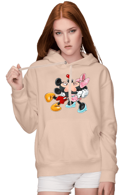 Жіноче худі з принтом "Міккі Маус та Мінні Маус". Mickey mouse, minnie mouse, дісней, міккі, міккі маус, мінні маус, мультфільм. 2070702