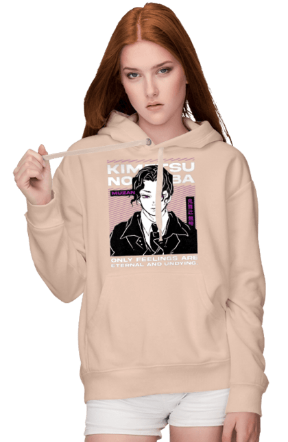 Women's hoodie with prints Demon Slayer Muzan. Anime, demon slayer, eternal paradise faith, kimetsu no yaiba, manga, muzan, twelve kizuki, upper rank six. 2070702