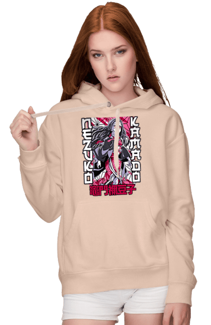 Women's hoodie with prints Demon Slayer Nezuko. Anime, demon slayer, kimetsu no yaiba, manga, nezuko, serial. 2070702