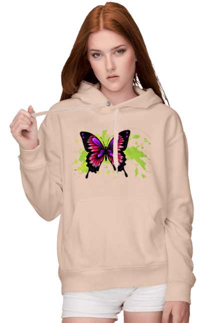 Жіноче худі з принтом "Рожевий Метелик". Метелик. 2070702