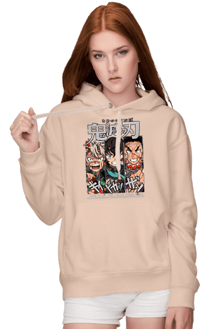 Women's hoodie with prints Demon Slayer Sanemi Muichiro Gyomei. Anime, demon slayer, gyomei, himejima, kimetsu no yaiba, manga, muichiro, sanemi. 2070702