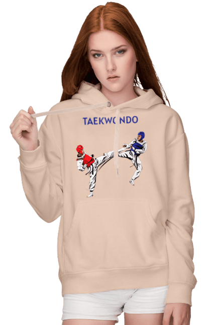 Женское худи с принтом Taekwondo training02 [Converted]. Taekwondo, боевое искусство, корея, спорт, таэквондо, тренировка. 2070702